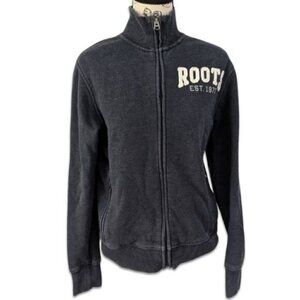 Roots Canada Zip Front Fleece Jacket Charcoal Gray XS